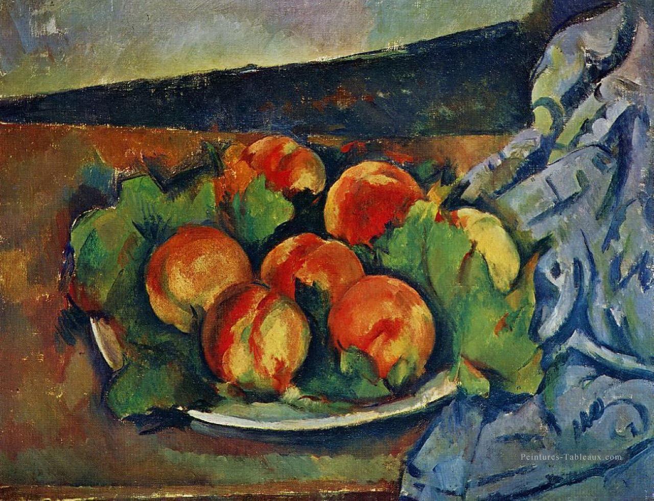 Plat de pêches Paul Cézanne Peintures à l'huile